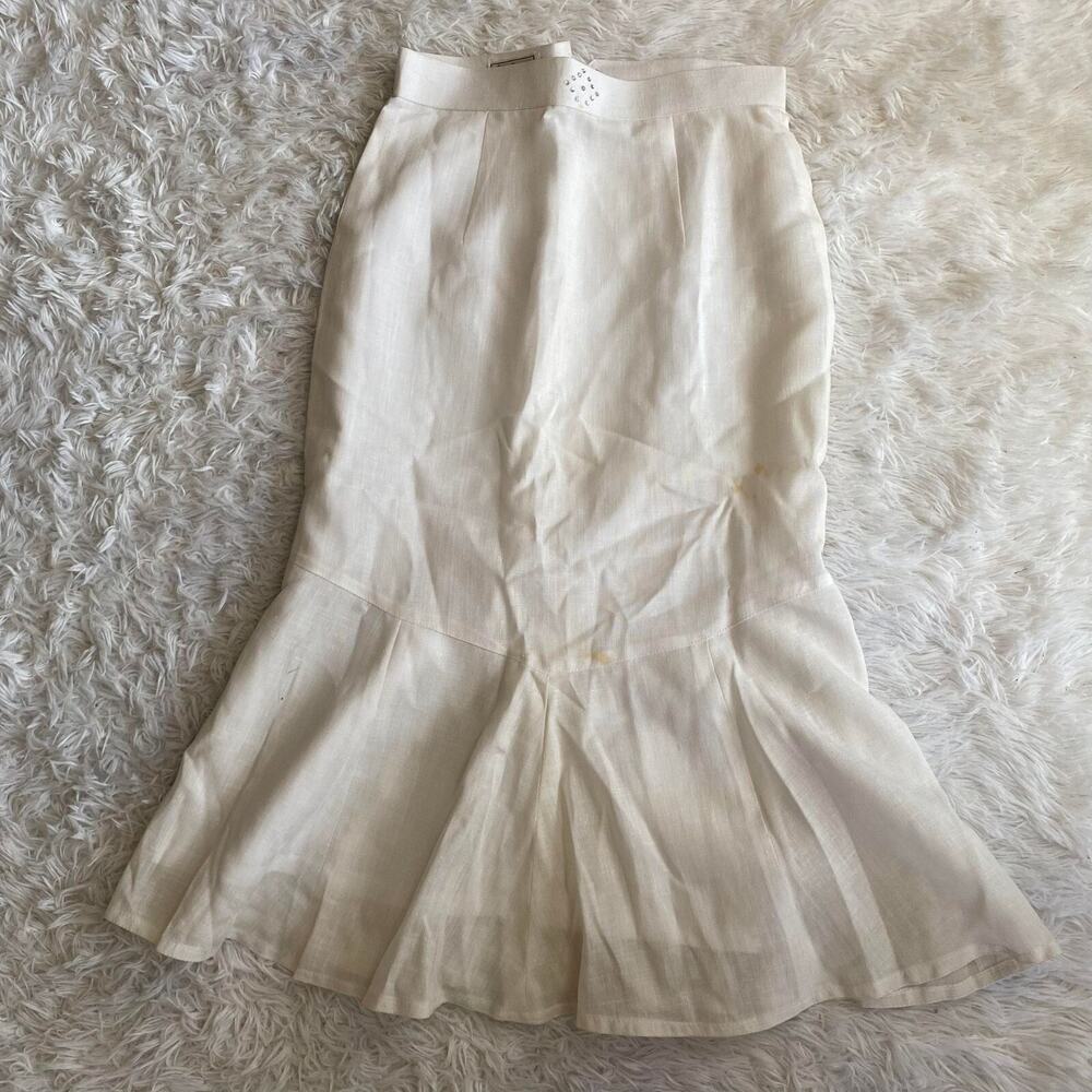 High Fashion Mermaid Korean Skirt for Women, High Waisted Ivory White‎ Size 28